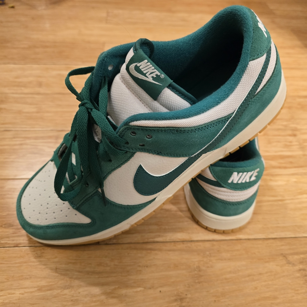 Nike Dunk Low Green White Suede Sneakers - Picture 2 of 10